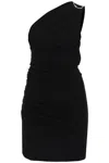 Dsquared2 Ruched One-shoulder Minidress In Black