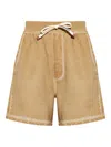 Dsquared2 Drawstring Cotton Track Shorts In Neutral