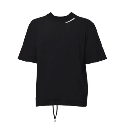 Dsquared2 Drawstring Hem T-shirt In Black Cotton