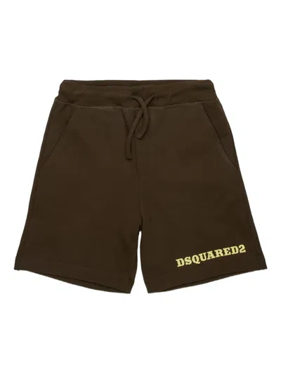 Dsquared2 Kids' Drawstring Logo Casual Shorts In Brown