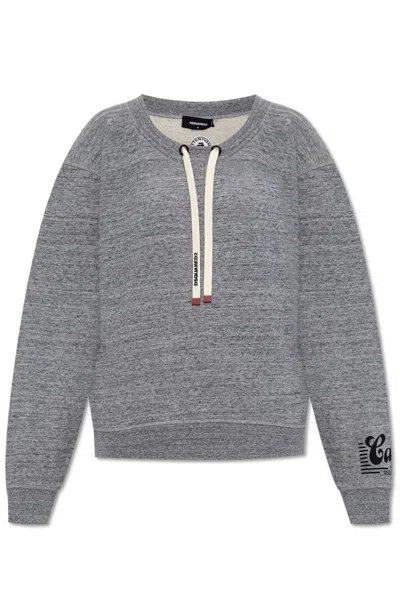 Dsquared2 Drawstring Sweatshirt In Grey