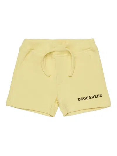 Dsquared2 Babies' Drawstring Logo-print Shorts In Yellow