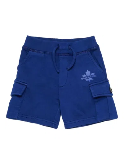 Dsquared2 Babies' Drawstring Maple Leaf Cargo-pockets Shorts In Blue