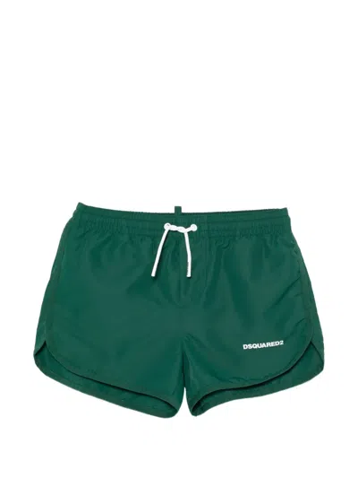 Dsquared2 Kids' Drawstring Swim Shorts In Green