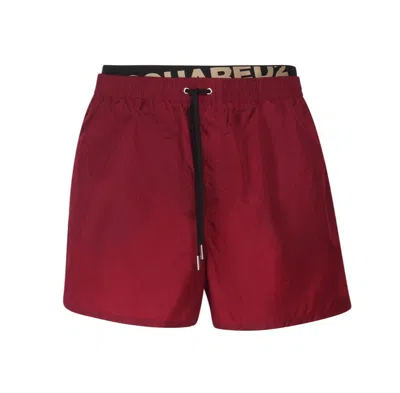 Dsquared2 Drawstring Swimming Shorts In Red