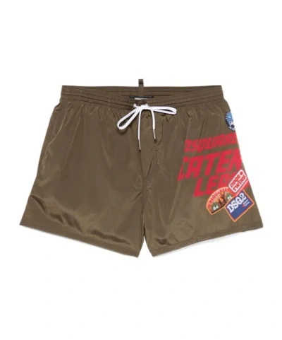 Dsquared2 Drawstring Swimming Trunks In Green