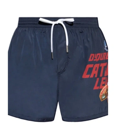 Dsquared2 Drawstring Swimming Trunks In Blue