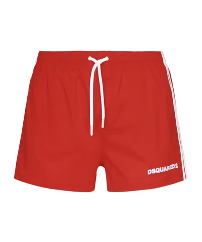 Dsquared2 Drawstring Swimming Trunks In Red