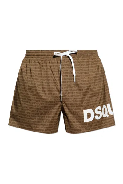 Dsquared2 Drawstring Swimming Trunks In Brown
