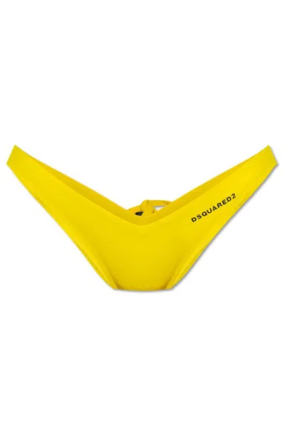 Dsquared2 Drawstring Swimsuit Bottoms In Yellow
