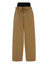 Dsquared2 Wide Leg Poplin Trousers Drawstring Waist In Brown
