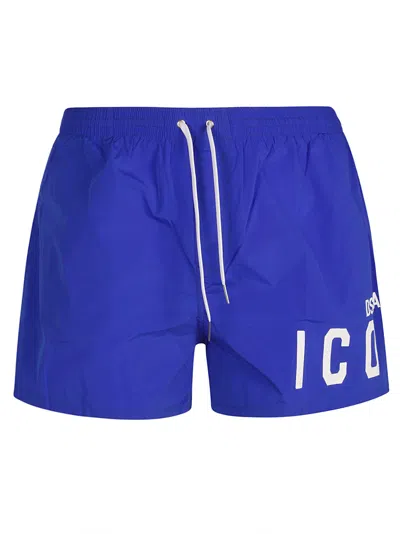Dsquared2 Drawstring Waist Icon Logo Shorts In Electric Blue