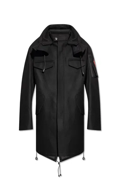 Dsquared2 Drawstring Zipped Coat In Black