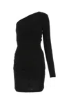 Dsquared2 Black Crepe One-shoulder Mini Dress In Black