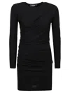 Dsquared2 Ruched Longsleeved Mini Dress In Black