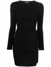 Dsquared2 Ruched Longsleeved Mini Dress In Black