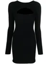 Dsquared2 Ribbed Texture Crew Neck Mini Dress In Black