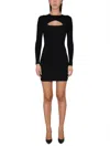 Dsquared2 Ribbed Texture Crew Neck Mini Dress In Black