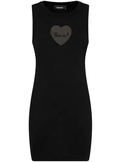 Dsquared2 Heart Cotton Dress In Black