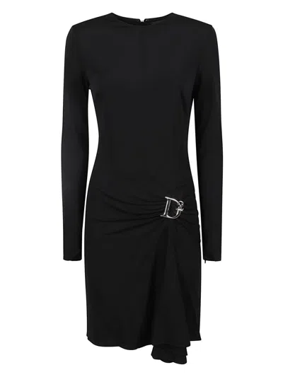 Dsquared2 Statement Logo-plaque Midi Dress In Black