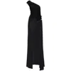 Dsquared2 One Shoulder Viscose Crepe Long Dress In Black