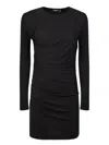 Dsquared2 Ruched Longsleeved Mini Dress In Black