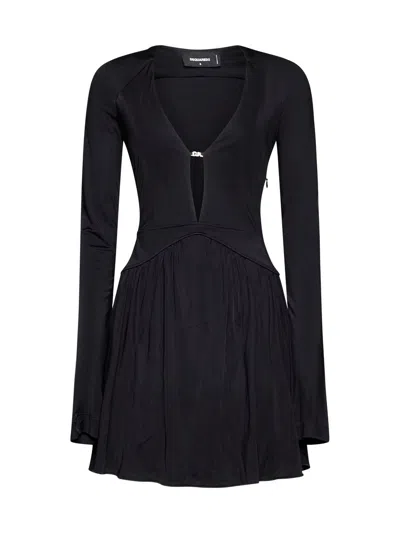 Dsquared2 Woman Mini Dress Black Size M Viscose