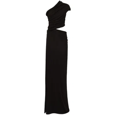 Dsquared2 Viscose Jersey Crepe Long Dress In Black