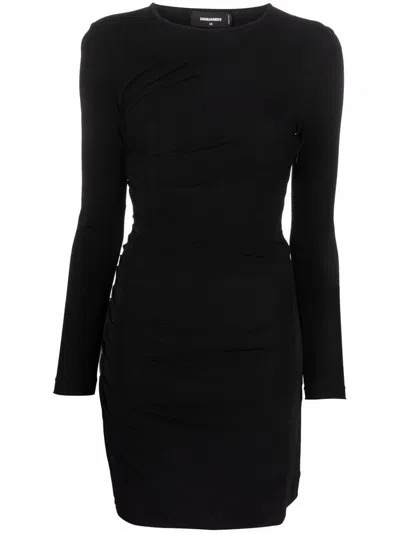 Dsquared2 Draped Longsleeved Mini Dress In Black