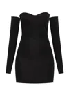 Dsquared2 Fitted Black Dress With Off-the-shoulder Sleeves And Sweetheart Neckline In Black