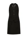 Dsquared2 V-neck Wool Mini Dress In Black