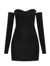 Dsquared2 Fitted Black Dress With Off-the-shoulder Sleeves And Sweetheart Neckline In Black