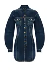Dsquared2 Bustier Denim Long Sleeved Mini Dress In Blue