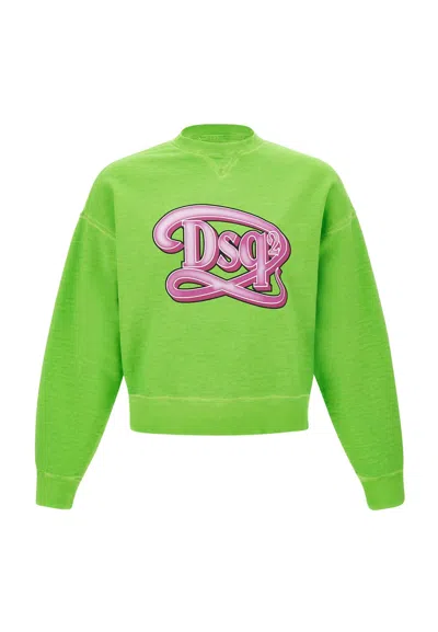 Dsquared2 Drop Cotton Sweatshirt In Green
