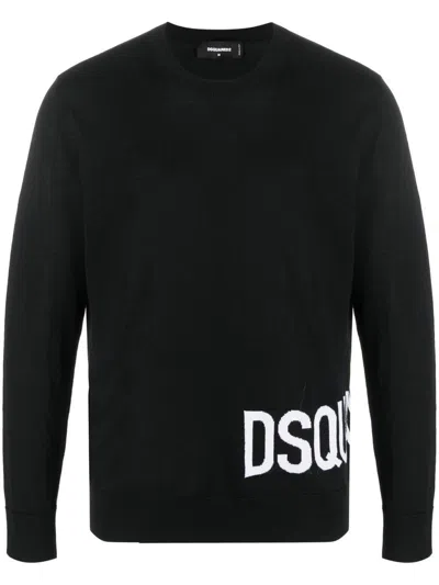 Dsquared2 Logo嵌花圆领毛衣 In Black