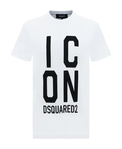 Dsquared2 Dsq2 Icon Logo Cool Fit Ss Tshirt Wht In Bianco
