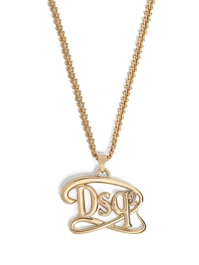 Dsquared2 Dsq2 Logo-pendant Chain Necklace In Gold