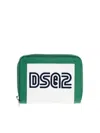 Dsquared2 Textured Leather Wallet With Zipped Closure In Green