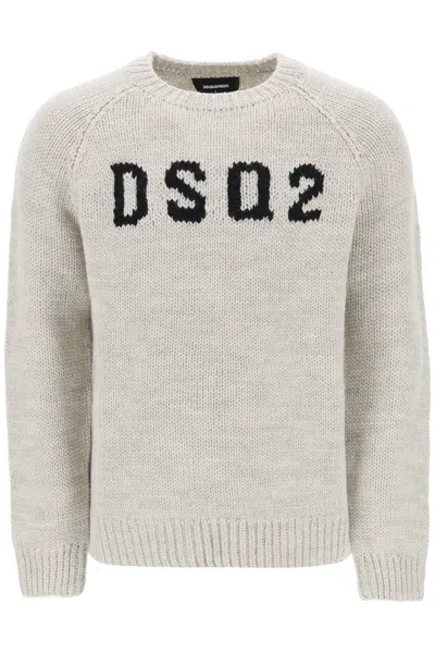 Dsquared2 Logo嵌花羊毛毛衣 In Grey