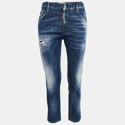 Dsquared2 Dsqaured2 Blue Washed Denim Cool Girl Cropped Jeans S Waist 32"
