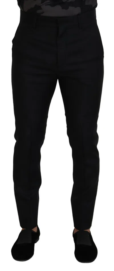 Dsquared2 Dsqua² Back Virgin Wool Slim Fit Men Formal Men's Pants In Black