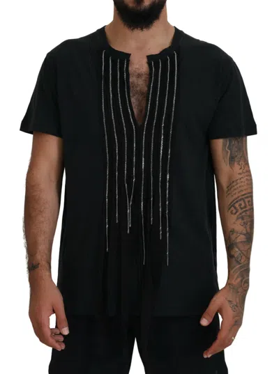 Dsquared2 Dsqua² Chain Embellished Cotton Short Sleeve Men's T-shirt In Black