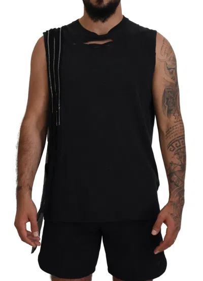 Dsquared2 Dsqua² Chain Embellished Sleeveless Men Tank Men's T-shirt In Black