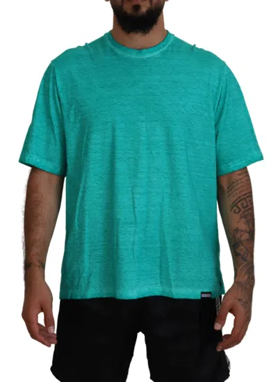 Dsquared2 Dsqua² Cotton Linen Short Sleeves Men's T-shirt In Green