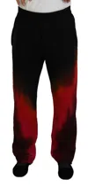 Dsquared2 Black Red Cotton Straight Fit Jogger Pants In Black