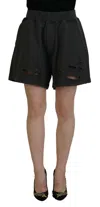 Dsquared2 Dsqua² Cotton Mid Waist Tatte Tape Women's Shorts In Black