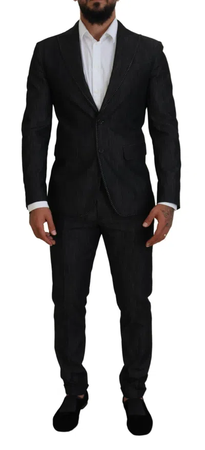Dsquared2 Dsqua² Cotton Single Breasted 2 Piece Miami Men's Suit In Black