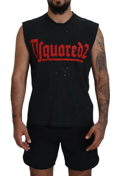 Dsquared2 Dsqua² Cotton Sleeveless Crewneck Tank Men's T-shirt In Black
