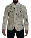 Dsquared2 Dsqua² Ivory Splash Print Casual Blue Men's Jacket In Grey