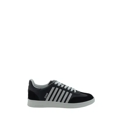 Dsquared2 Calfskin Sneakers With Contrasting Platform In Black